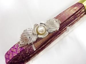 未使用品　パール帯留め・佐賀錦帯締めセット